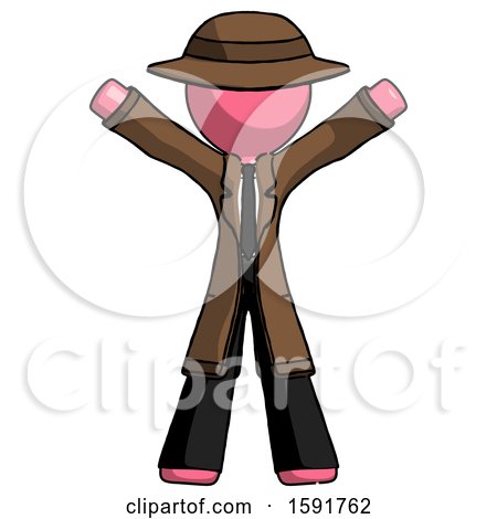 Pink Detective Man Surprise Pose, Arms and Legs out by Leo Blanchette