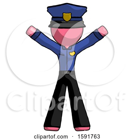 Pink Police Man Surprise Pose, Arms and Legs out by Leo Blanchette