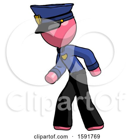 Pink Police Man Suspense Action Pose Facing Left by Leo Blanchette