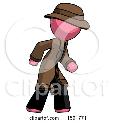Pink Detective Man Suspense Action Pose Facing Right by Leo Blanchette