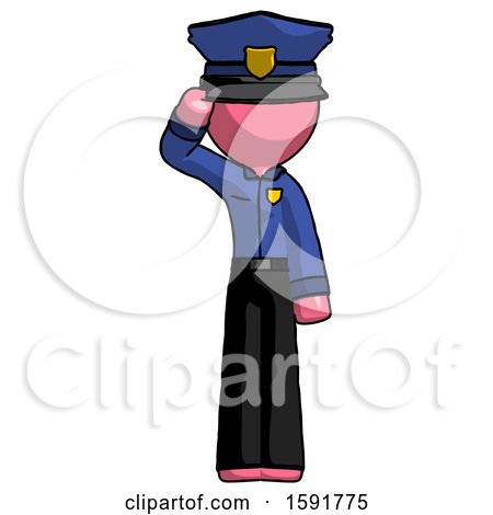Pink Police Man Soldier Salute Pose by Leo Blanchette