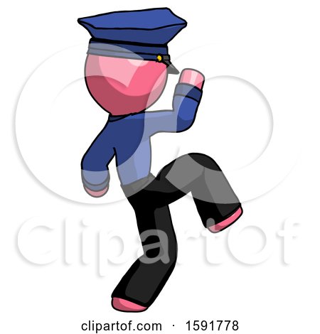 Pink Police Man Kick Pose Start by Leo Blanchette