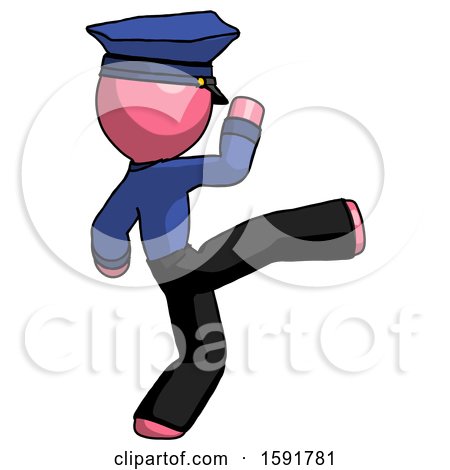 Pink Police Man Kick Pose by Leo Blanchette