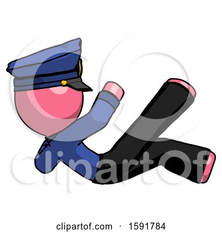Pink Police Man Falling Backwards by Leo Blanchette