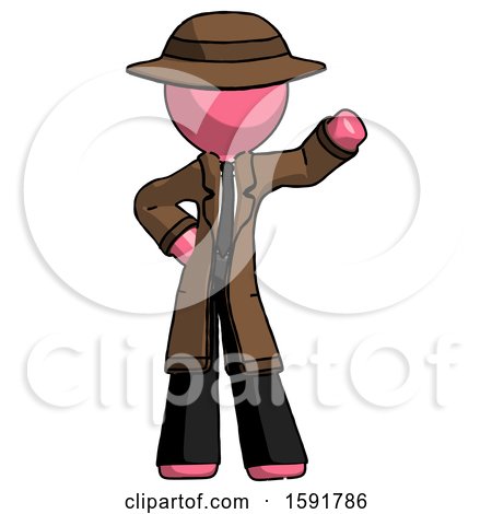 Pink Detective Man Waving Left Arm with Hand on Hip by Leo Blanchette