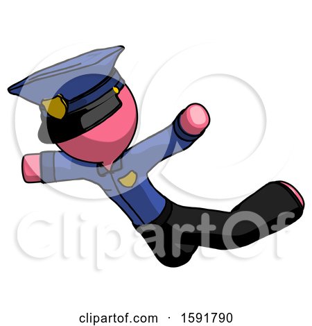 Pink Police Man Skydiving or Falling to Death by Leo Blanchette