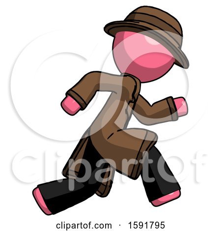 Pink Detective Man Running Fast Right by Leo Blanchette