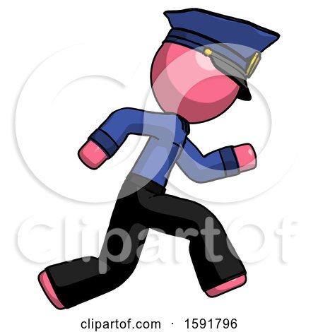 Pink Police Man Running Fast Right by Leo Blanchette