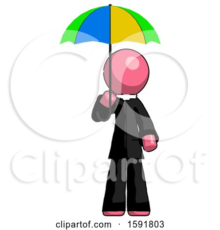 Pink Clergy Man Holding Umbrella Rainbow Colored by Leo Blanchette