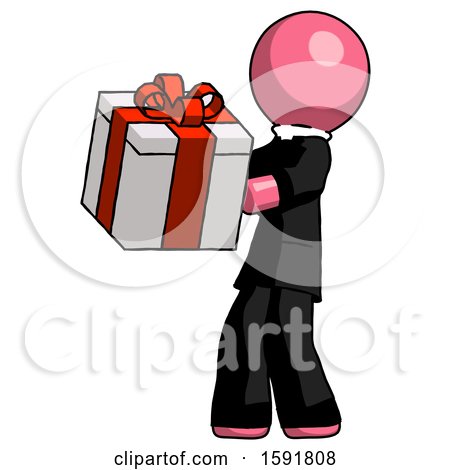 Pink Clergy Man Presenting a Present with Large Red Bow on It by Leo Blanchette
