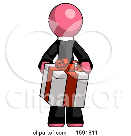 Pink Clergy Man Gifting Present with Large Bow Front View by Leo Blanchette