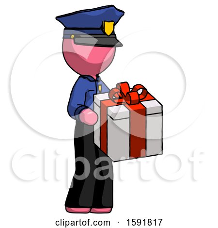 Pink Police Man Giving a Present by Leo Blanchette