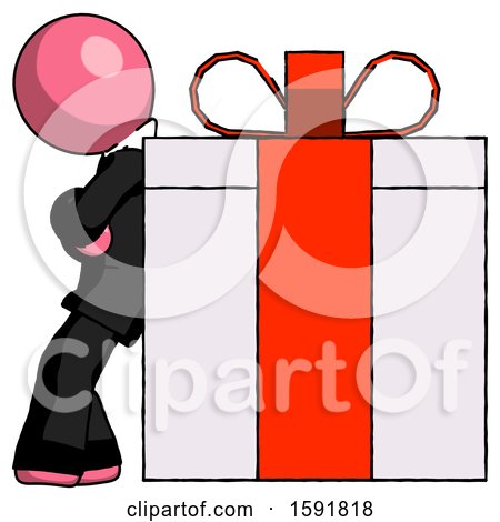 Pink Clergy Man Gift Concept - Leaning Against Large Present by Leo Blanchette