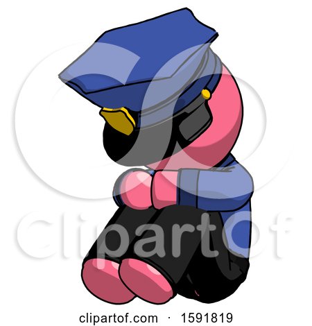 Pink Police Man Sitting with Head down Facing Angle Left by Leo Blanchette