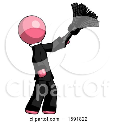 Pink Clergy Man Dusting with Feather Duster Upwards by Leo Blanchette