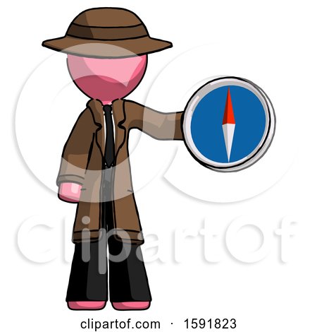 Pink Detective Man Holding a Large Compass by Leo Blanchette
