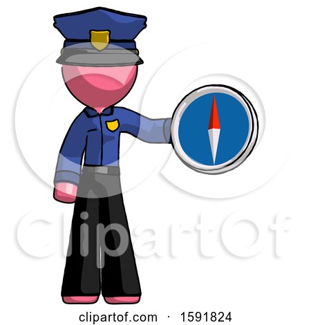 Pink Police Man Holding a Large Compass by Leo Blanchette