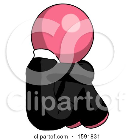 Pink Clergy Man Sitting with Head down Back View Facing Right by Leo Blanchette