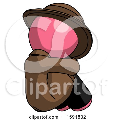 Pink Detective Man Sitting with Head down Back View Facing Right by Leo Blanchette