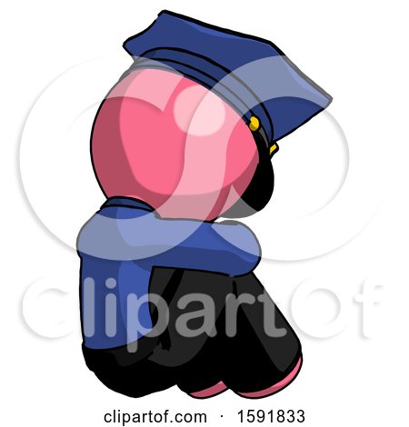 Pink Police Man Sitting with Head down Back View Facing Right by Leo Blanchette
