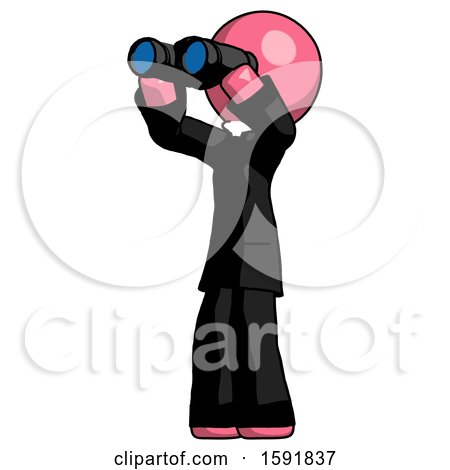 Pink Clergy Man Looking Through Binoculars to the Left by Leo Blanchette