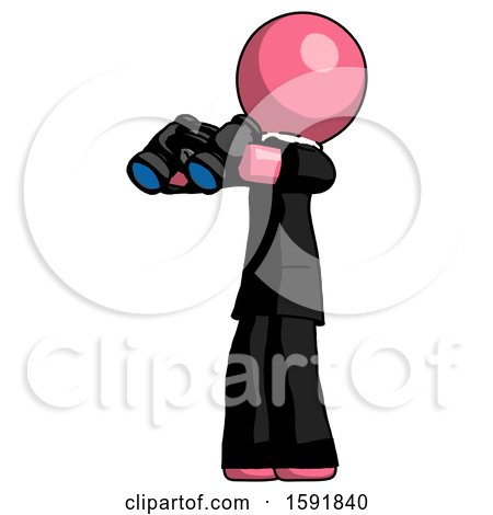 Pink Clergy Man Holding Binoculars Ready to Look Left by Leo Blanchette