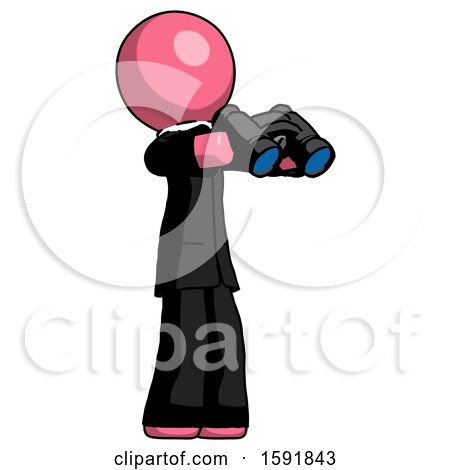 Pink Clergy Man Holding Binoculars Ready to Look Right by Leo Blanchette
