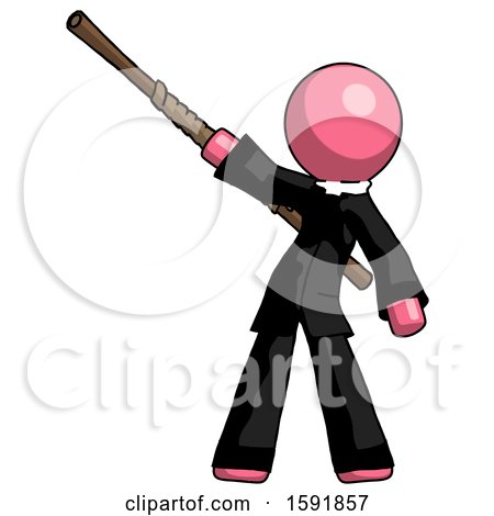 Pink Clergy Man Bo Staff Pointing up Pose by Leo Blanchette