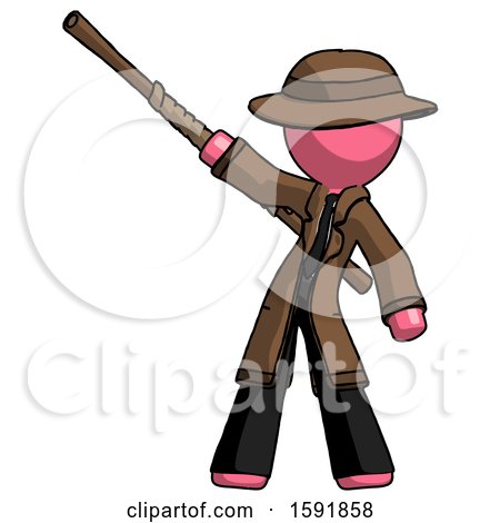 Pink Detective Man Bo Staff Pointing up Pose by Leo Blanchette