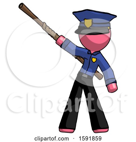 Pink Police Man Bo Staff Pointing up Pose by Leo Blanchette