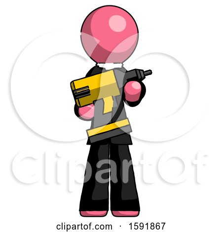 Pink Clergy Man Holding Large Drill by Leo Blanchette