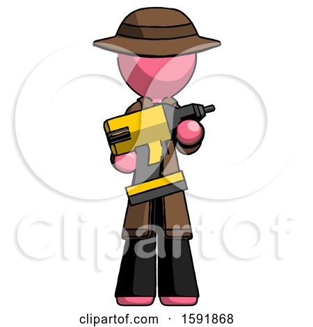 Pink Detective Man Holding Large Drill by Leo Blanchette