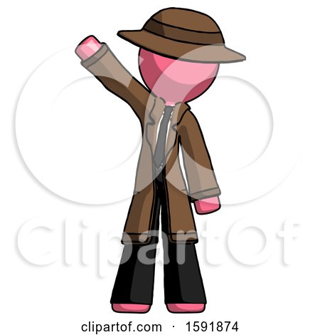 Pink Detective Man Waving Emphatically with Right Arm by Leo Blanchette
