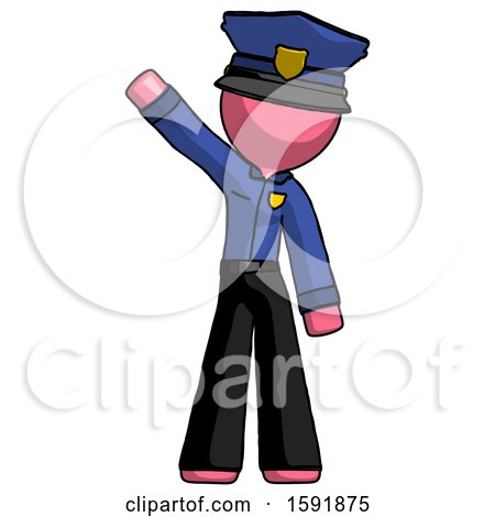 Pink Police Man Waving Emphatically with Right Arm by Leo Blanchette