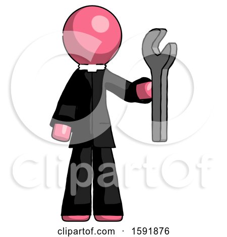 Pink Clergy Man Holding Wrench Ready to Repair or Work by Leo Blanchette