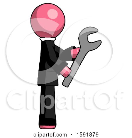 Pink Clergy Man Using Wrench Adjusting Something to Right by Leo Blanchette