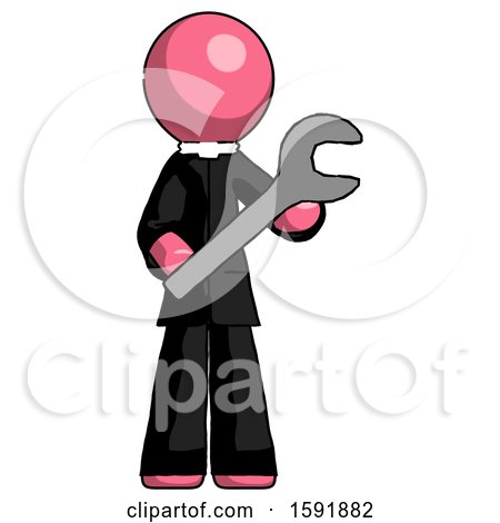 Pink Clergy Man Holding Large Wrench with Both Hands by Leo Blanchette
