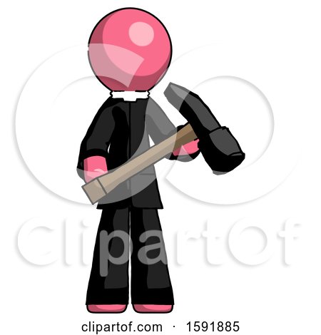 Pink Clergy Man Holding Hammer Ready to Work by Leo Blanchette