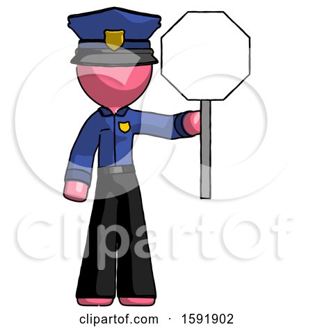 Pink Police Man Holding Stop Sign by Leo Blanchette