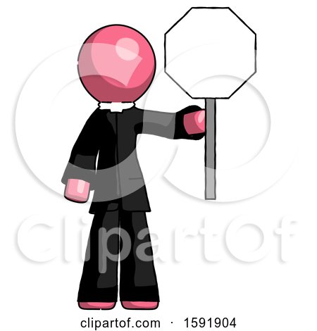 Pink Clergy Man Holding Stop Sign by Leo Blanchette