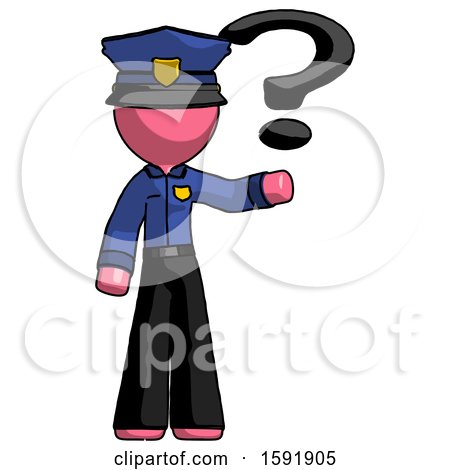 Pink Police Man Holding Question Mark to Right by Leo Blanchette