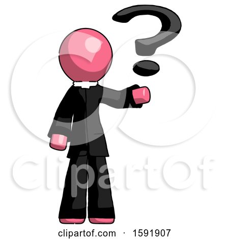Pink Clergy Man Holding Question Mark to Right by Leo Blanchette
