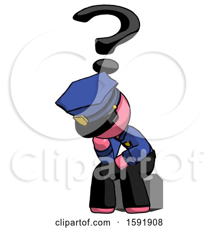 Pink Police Man Thinker Question Mark Concept by Leo Blanchette