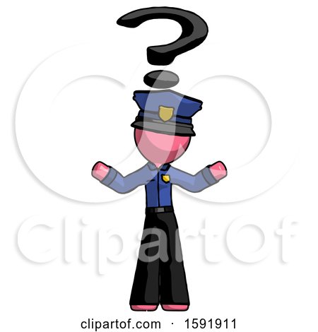 Pink Police Man with Question Mark Above Head, Confused by Leo Blanchette