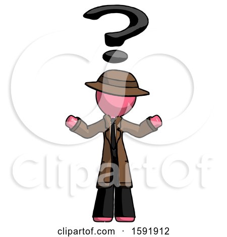 Pink Detective Man with Question Mark Above Head, Confused by Leo Blanchette