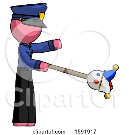Pink Police Man Holding Jesterstaff - I Dub Thee Foolish Concept by Leo Blanchette