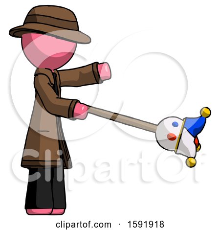 Pink Detective Man Holding Jesterstaff - I Dub Thee Foolish Concept by Leo Blanchette