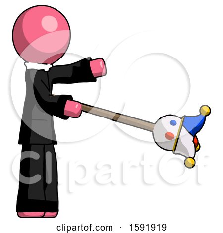 Pink Clergy Man Holding Jesterstaff - I Dub Thee Foolish Concept by Leo Blanchette
