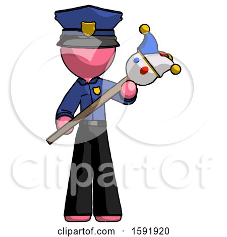 Pink Police Man Holding Jester Diagonally by Leo Blanchette