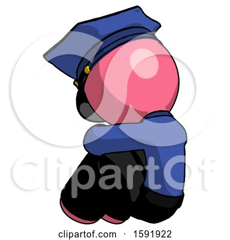 Pink Police Man Sitting with Head down Back View Facing Left by Leo Blanchette